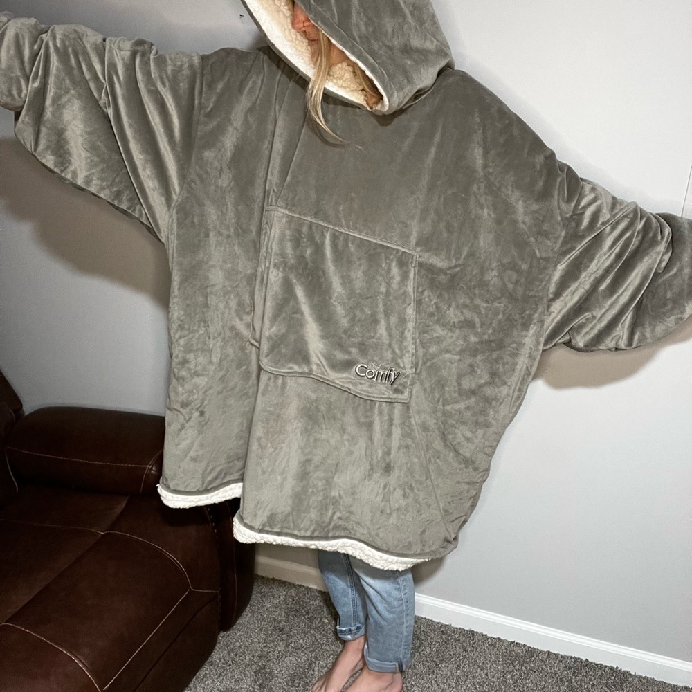 Comfy Oversized Gray Sherpa Hoodie